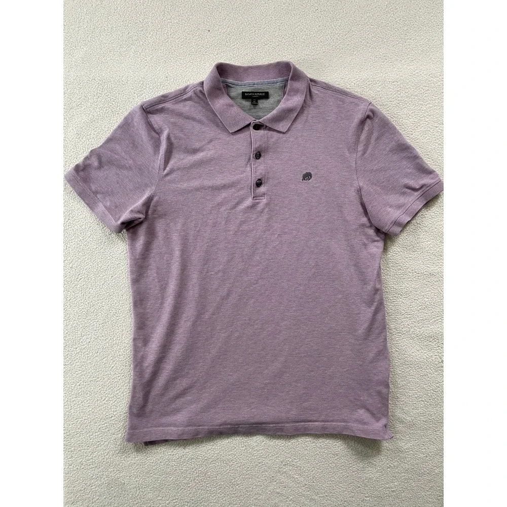 Banana Republic Mens Extra Large Tall Polo Shirt Purple Slim Fit‎ Elephant Logo